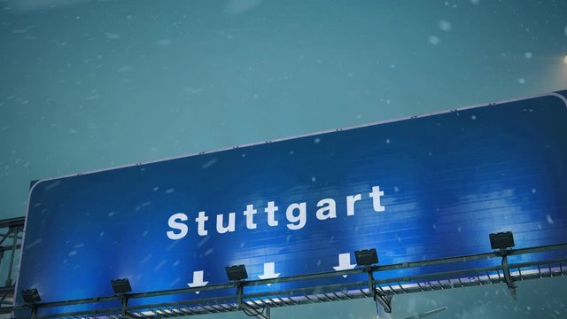 Airplane Landing Stuttgart in Christmas