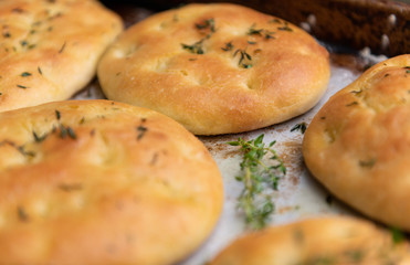 Freshly Baked at Home Focaccia Bread with Herbs