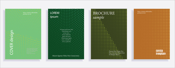 Minimalistic cover design templates. Layout set for covers of books, albums, notebooks, reports, magazines. Star, dot halftone gradient effect, flat modern abstract design Geometric mock-up texture