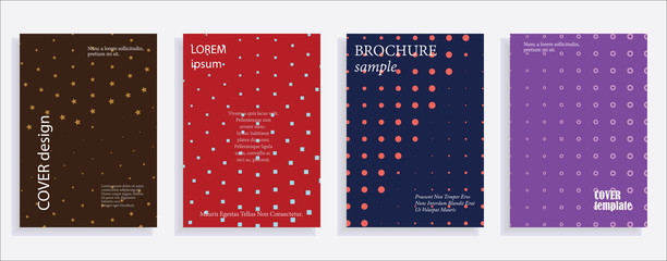 Minimalistic cover design templates. Layout set for covers of books, albums, notebooks, reports, magazines. Star, dot halftone gradient effect, flat modern abstract design Geometric mock-up texture