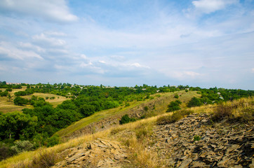  The natural landscape consists of long hills and rock ridges.