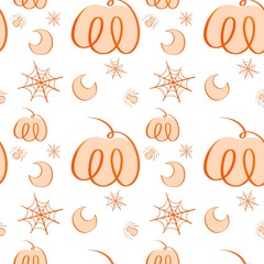 Halloween seamless pattern in white