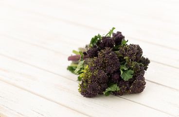 Purple Broccoli on White Wash Counter