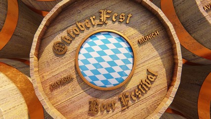 October fest beer barrels with Bavaria flag