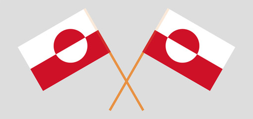 Greenland. Crossed Greenlandic flags