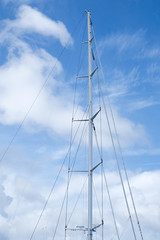 The mast of a big sailing vessel