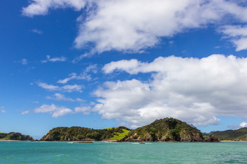 Fototapeta na wymiar view from boat of Bay of Islands, New Zealand