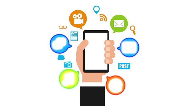 social media marketing with hand using smartphone