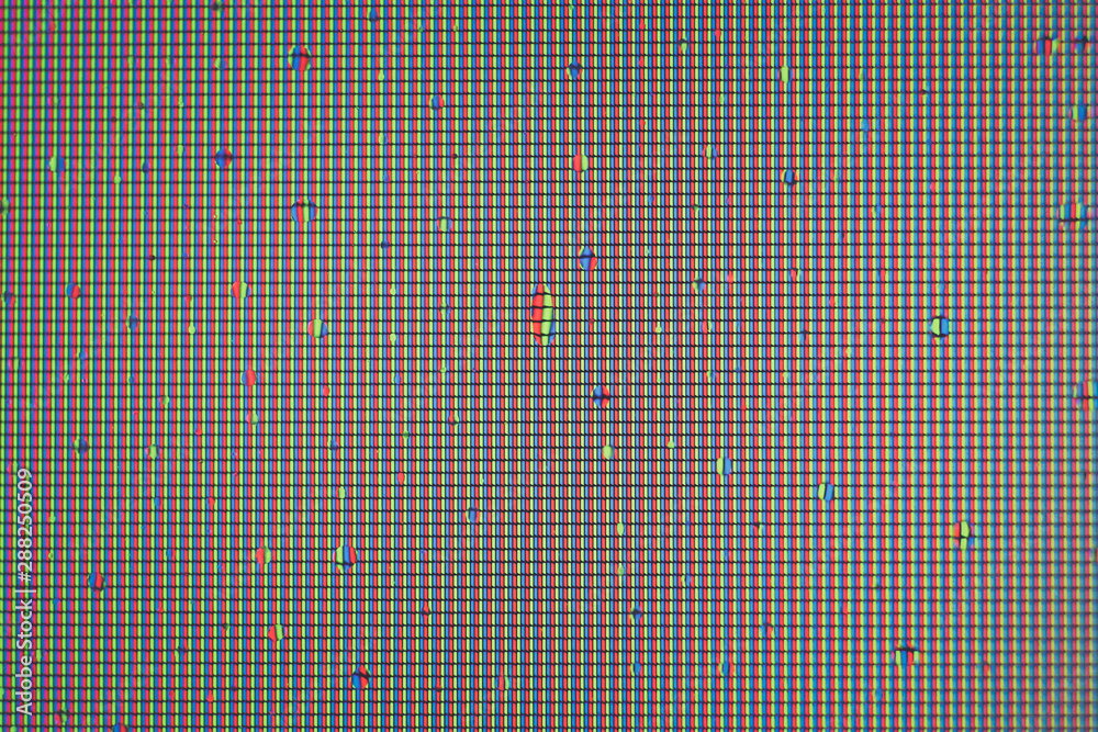 Wall mural water drops on pixilated surface. display pixels grid texture. monitor pixel macro background.