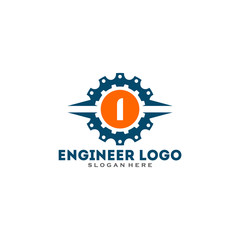 Fototapeta premium Initial letter I logo with Gears sign. Gear Vector Template.