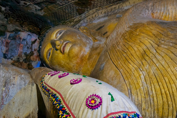 Reclining Buddha at Royal Rock Temple Complex, Dambulla, Sri Lanka