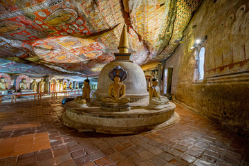 Buddha Statues at Royal Rock Temple Complex, Dambulla, Sri Lanka