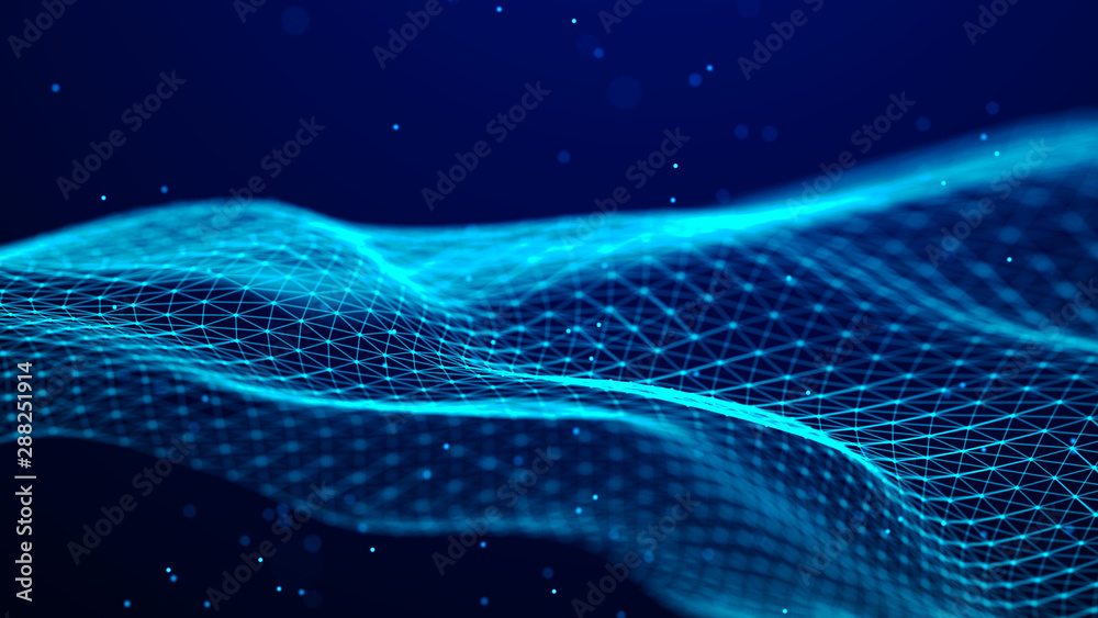 Wall mural abstract network connection. data technology illustration. digital background. 3d rendering.