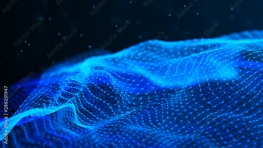 Poster Abstract network connection. Data technology illustration. Digital background. 3d rendering.