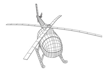 Helicopter aircraft vehicle. Wireframe low poly mesh vector illustration.