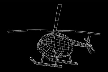 Helicopter aircraft vehicle. Wireframe low poly mesh vector illustration.