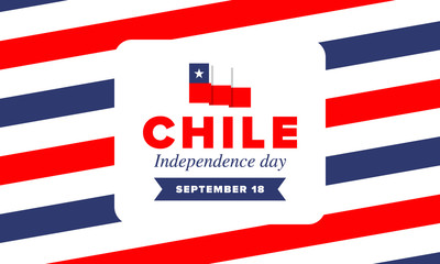 Chile Independence Day. Happy national holiday Fiestas Patrias. Freedom day. Celebrate annual in September 18. Chile flag. Patriotic chilean design. Poster, card, banner, template, background. Vector