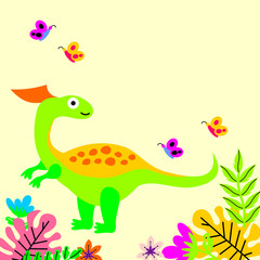 Cute Cartoon Dinosaur Background Pattern Stock Vector