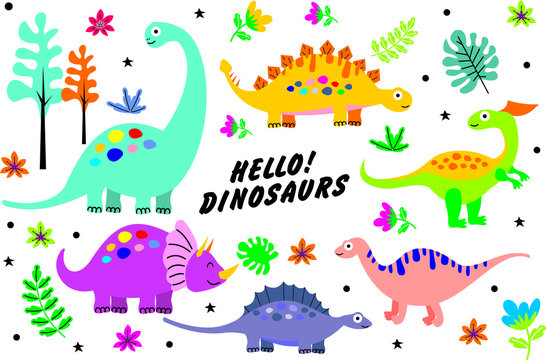 Cute Cartoon Dinosaur Background Pattern Stock Vector © Ahsancomp