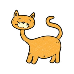 digitally drawn illustration cat design. hand drawing texture style