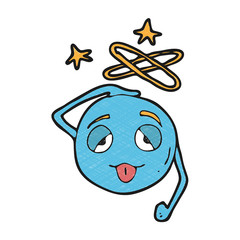 digitally drawn illustration Dizzy emoticons design. hand drawing texture style