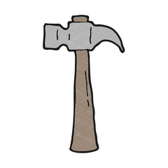 digitally drawn illustration hammer design. hand drawing texture style