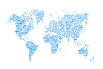 world map made of blue water concept