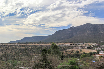 beautiful landscape with blue sky and mountain 