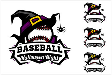 Baseball ball halloween hat logo vector