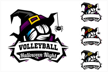 Volleyball ball halloween hat logo vector