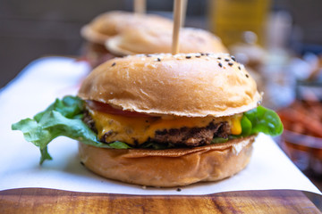 beef burger with vegetables