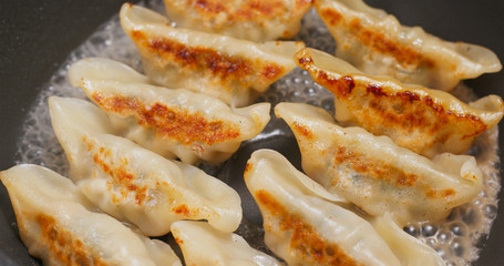 Fry Meat dumpling in pan