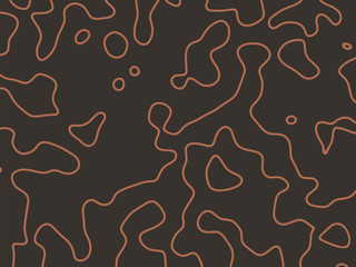 Line drawing of abstract forms and shapes. Red sketch one line hand drawn illustration isolated on black background. Minimalism contour art . Simple modern decor.