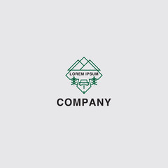 icon logo travel with landscape of mountain concept