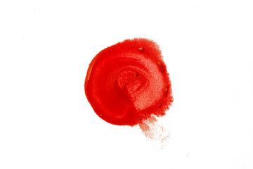 赤い絵の具で描いた丸