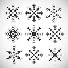 Snowflakes set. Vector illustration isoalted on white background.