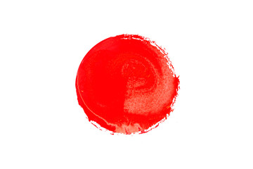 赤い絵の具で描いた丸