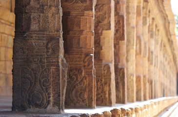 Stone carving Pillars in Hindu Temple