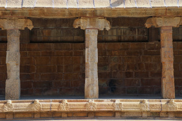 Fototapeta na wymiar Beautiful Stone carving Pillars in Hindu Temple