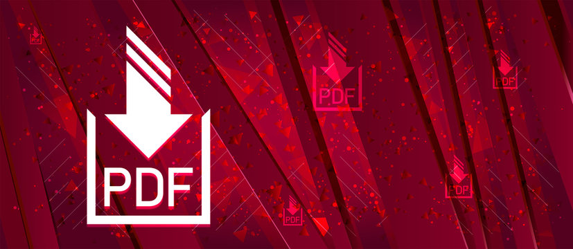 PDF document download icon Abstract design bright red banner background