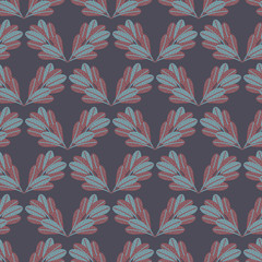 A seamless vector dark ornamental pattern with feathers arrangements. Surface print design.