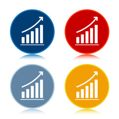 Statistics icon trendy flat round buttons set illustration design