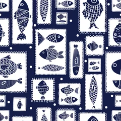 Fotobehang Zeedieren Decoratieve vissen in schattige lijsten. Kan worden gebruikt in de textielindustrie, papier, achtergrond, scrapbooking.