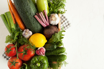 vegetables. harvest. different bright fresh vegetables. bright vegetables and greens on a white background.  vegetables on a white background.