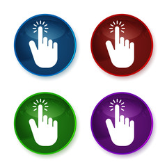 Obraz premium Hand cursor click icon shiny round buttons set illustration