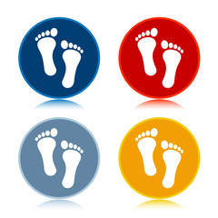 Human two footprints icon trendy flat round buttons set illustration design