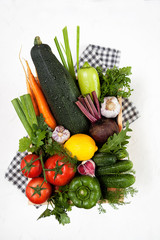 vegetables. harvest. different bright fresh vegetables. bright vegetables and greens on a white background.  vegetables on a white background.
