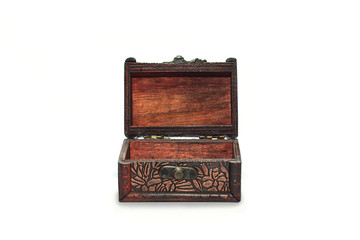 old wooden box isolated on white background