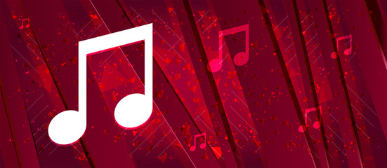 Music note icon Abstract design bright red banner background