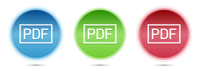 PDF icon glass round buttons set illustration
